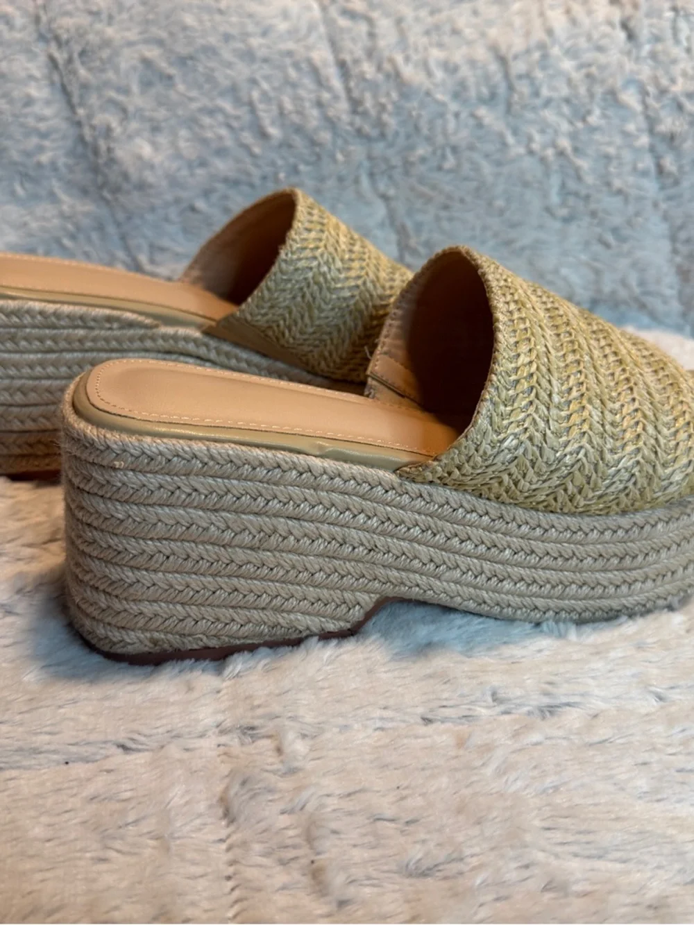 Raffia Platform Slide Sandals